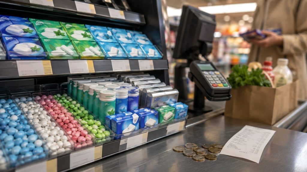 Guma do żucia to mistrz świata marż impulsowych: produkt za kilka złotych, kupowany bez namysłu w kolejce, z przelicznikiem za kilogram godnym szafranu. A różnice cen między formatami tej samej marki