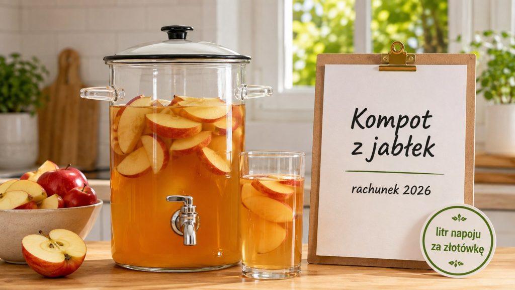 Kompot z jabłek — przepis i rachunek 2026: litr napoju za złotówkę